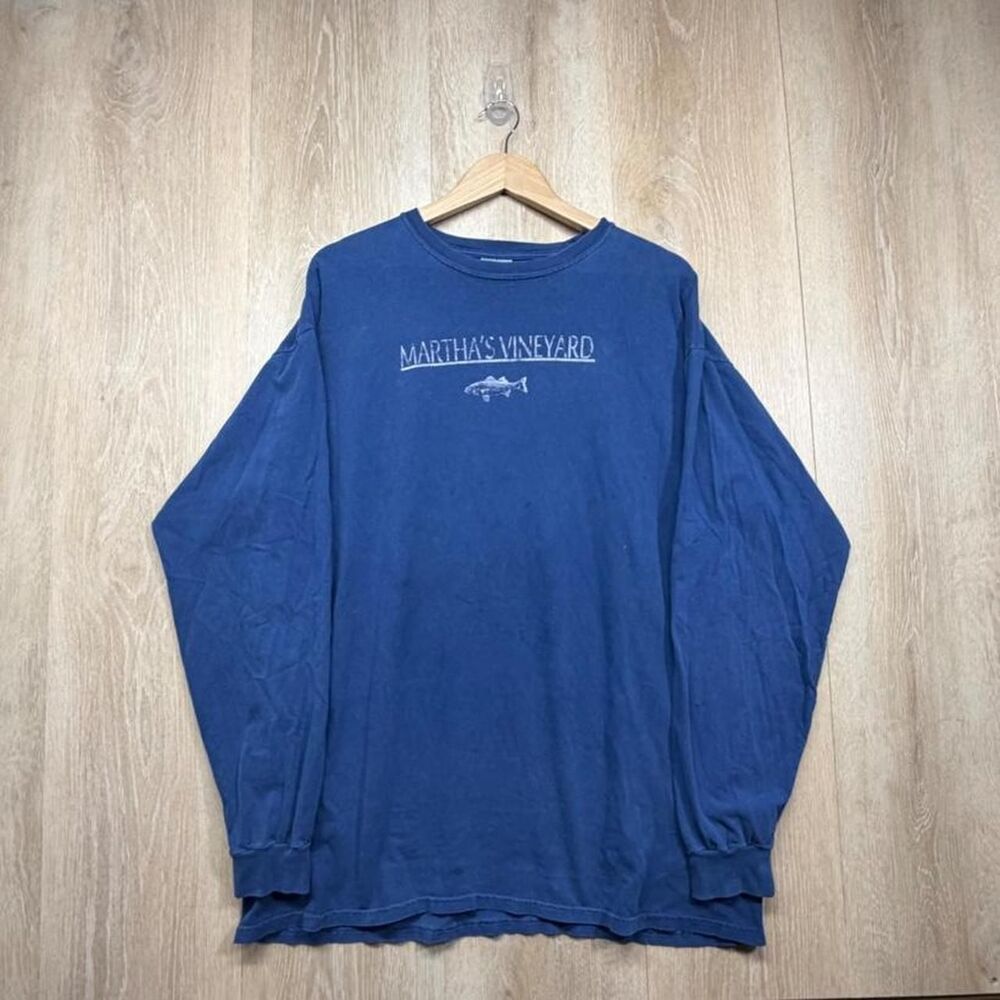Comfort-colors Men's Blue and Navy Shirt